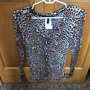 BCBG leopard print v neck top